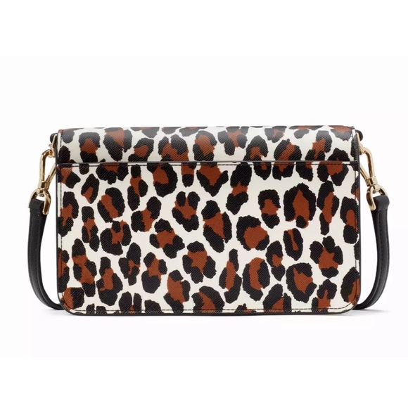 New Kate Spade Madison Spotted Leopard Willow Small Flap Crossbody Cream Multi - Picture 4 of 4